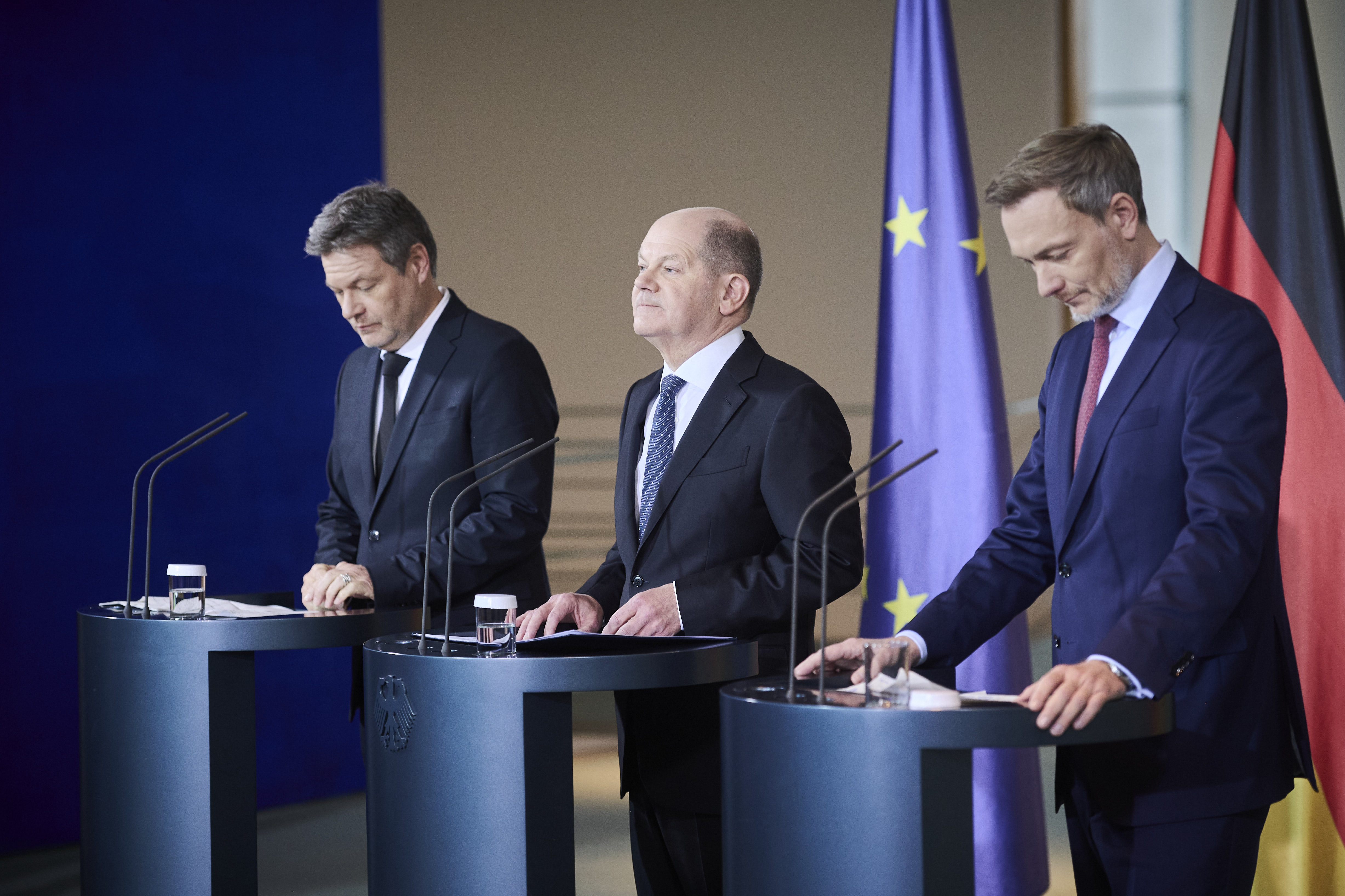 Berlin, Pressestatements von Bundeskanzler Scholz, Bundesminister Habeck