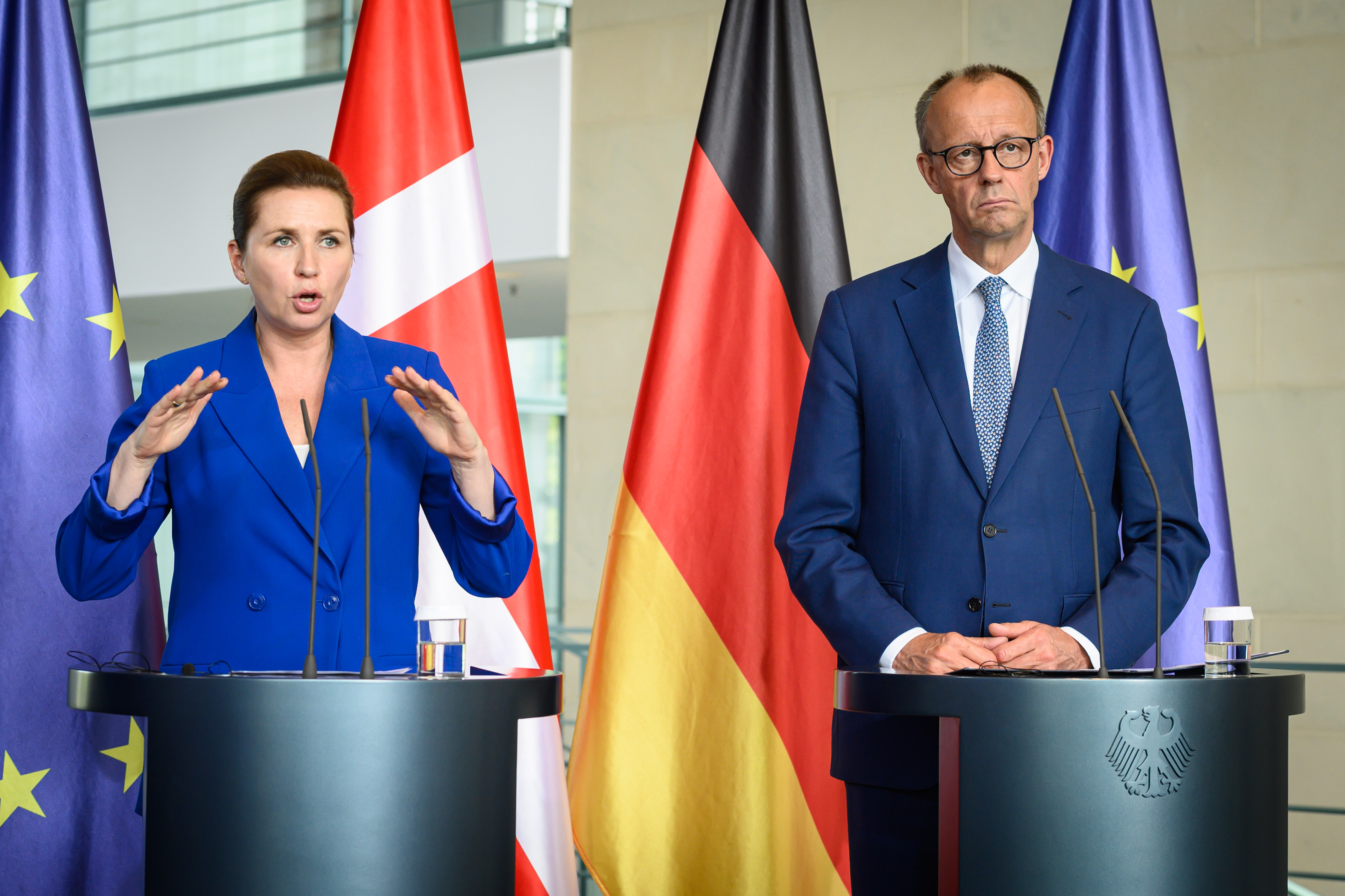 Berlin, Pressekonferenz von Friedrich Merz und Mette Frederiksen