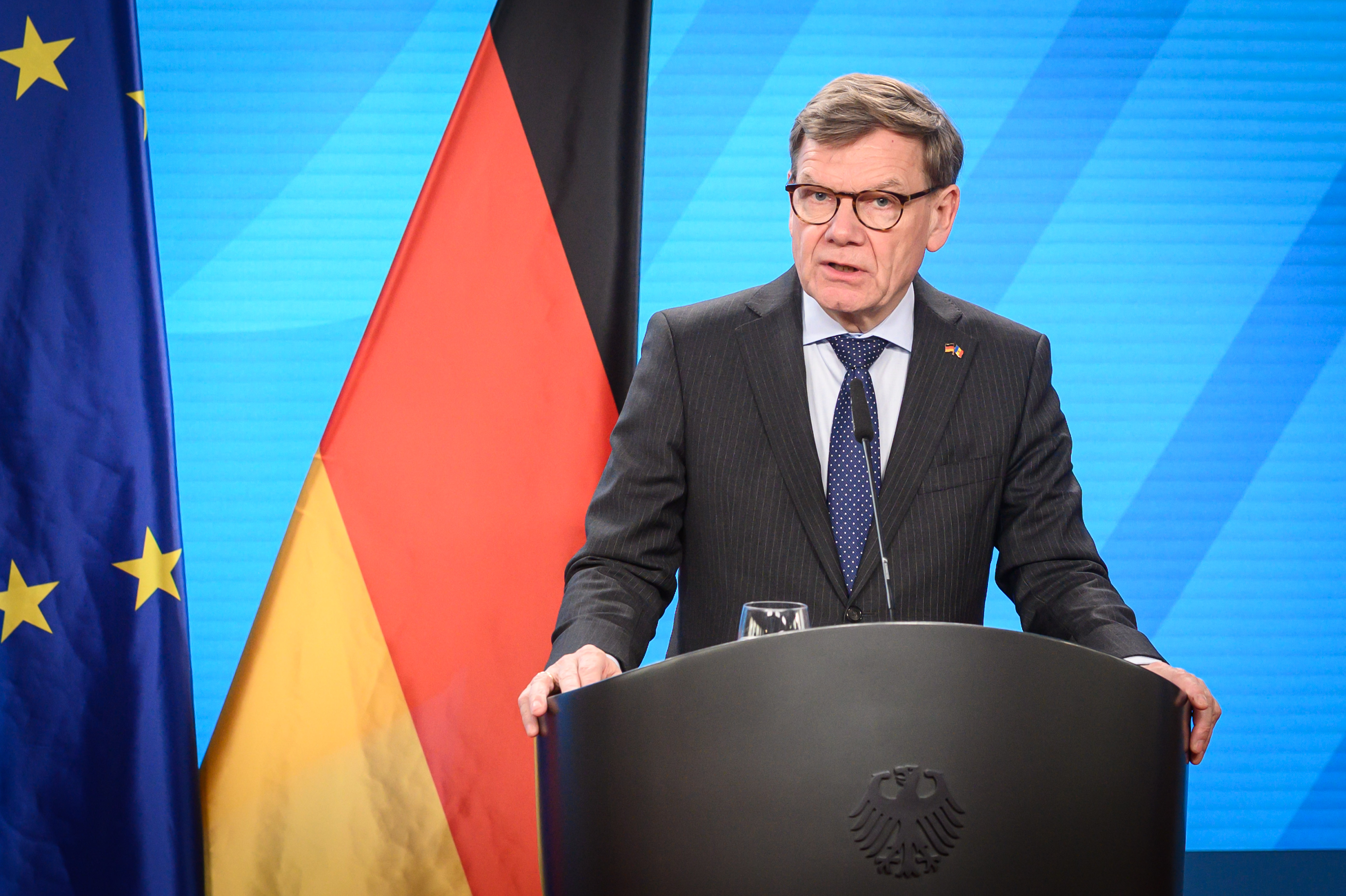 Berlin, Pressebegegnung Johann Wadephul und Mihai Popșoi