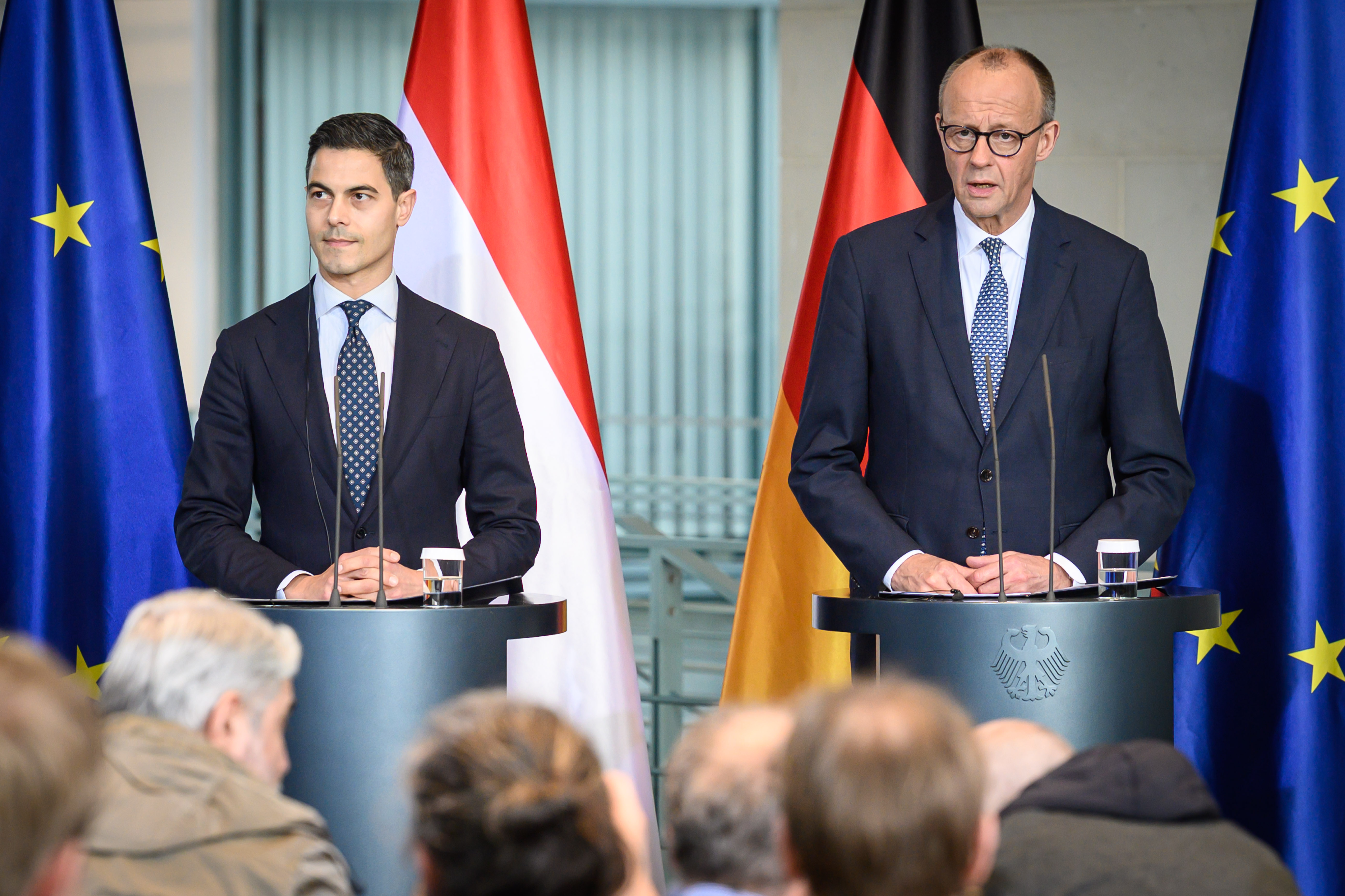 Berlin, Pressekonferenz von Friedrich Merz und Rob Jetten
